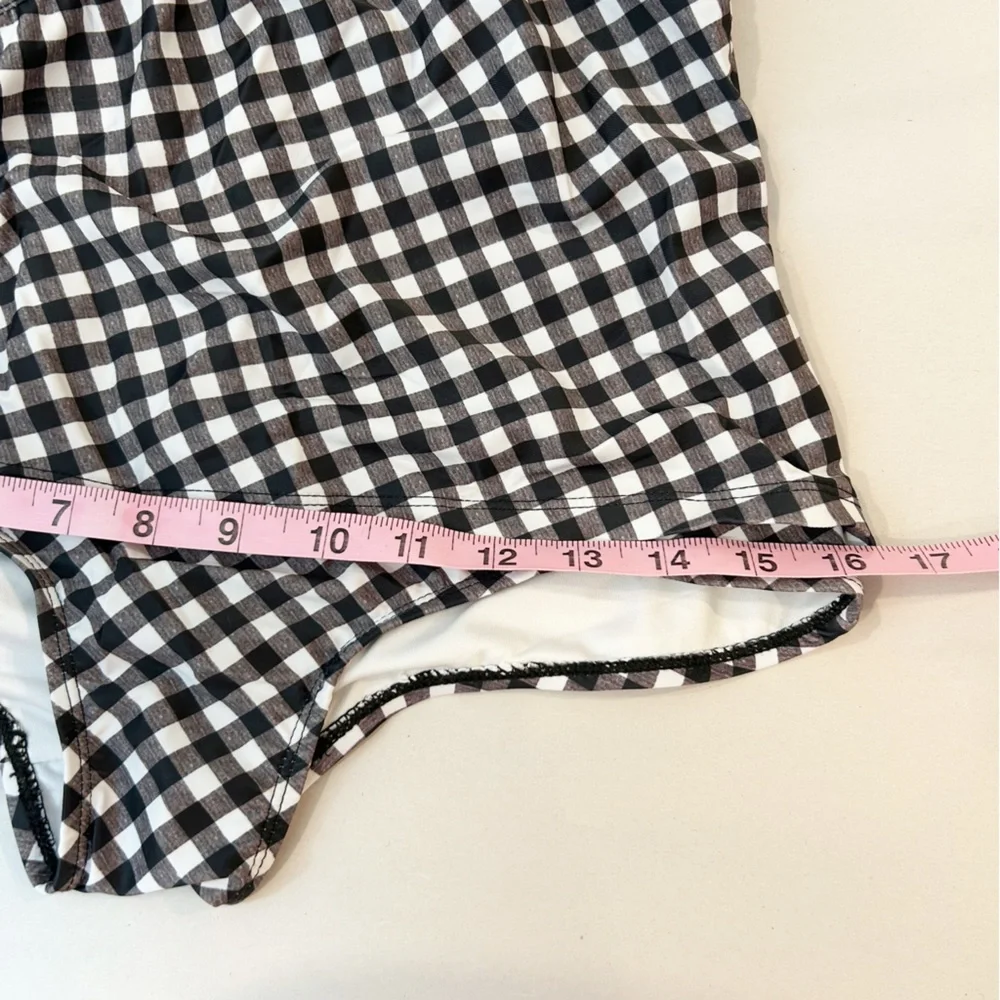 Marina West Black and White Gingham Check One-Piece Swimsuit Small Beach Resort